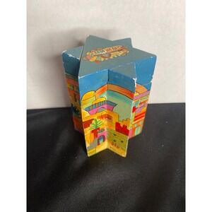 Hand Painted Star of David‎ Building Trinket Box Decorative Keepsake